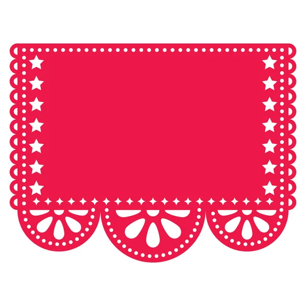 Дизайн Векторного Шаблона Papel Picado Пустым Местом Текста Красная Мексиканская — стоковый вектор