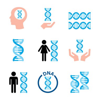 İnsan DNA 'sı, genetik vektör simgeleri - sağlık ve bilim konsept tasarımı