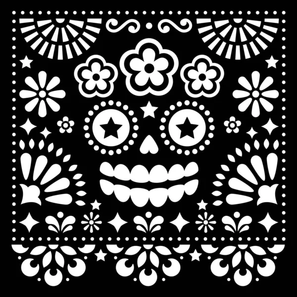 Mexicaanse Folk Kunst Vector Folk Art Design Met Suiker Schedel — Stockvector