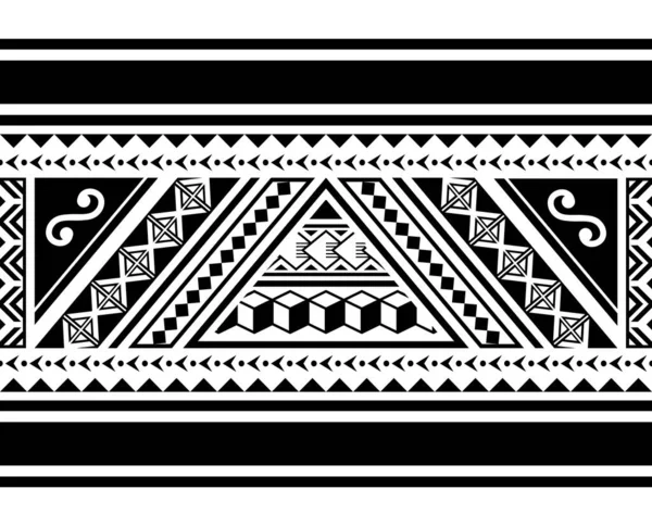 Modello Orizzontale Vettoriale Tribale Polinesiano Senza Cuciture Design Retrò Hawaiano — Vettoriale Stock