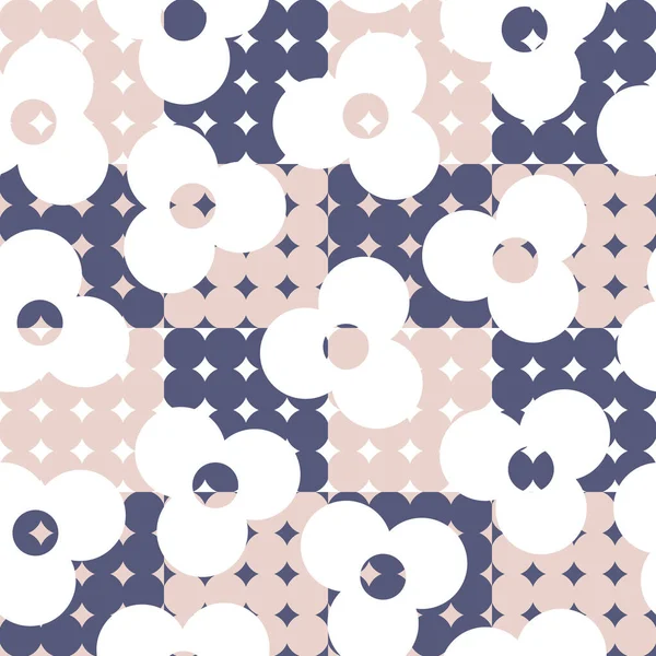 Retro Pastell Tapet Bakgrund Med Blommor Och Geometriska Former Skandinavisk — Stock vektor