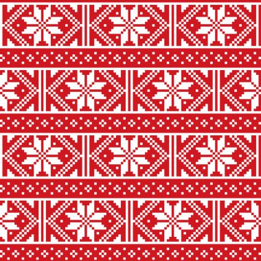 Noel kışı Fair Adası tarzı geleneksel örgü kumaşı İskoçya 'dan kusursuz desen, kar taneleriyle tekrarlanan dizayn.