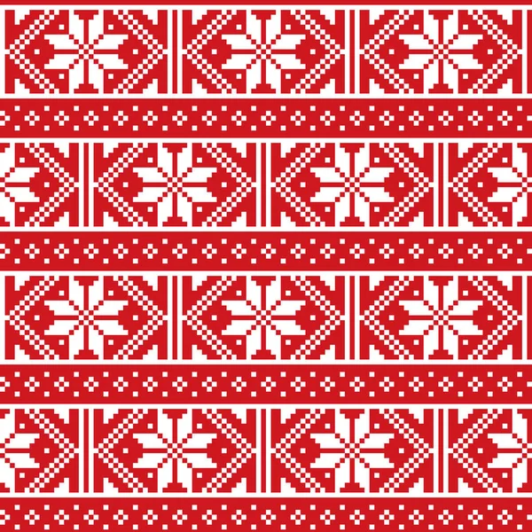 Christmas Winter Fair Isle Style Traditional Knitwear Vector Seamless Pattern — Stock Vector