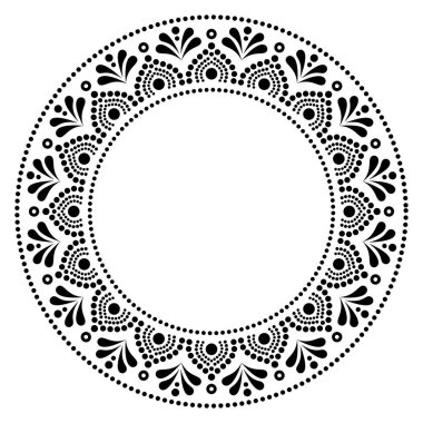 Mandala Australian nokta eşleştirme stili monokrom vektör tasarımı, Aborjin geleneksel dekoratif desen, Avustralya mozaik sanatı. Avustralya 'nın retro sanatından esinlenerek siyah üzerine siyah üzerine yerli yuvarlak nokta deseni, bohem dekorasyonu