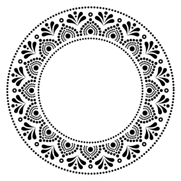 Mandala Australian Dot Paiting Style Diseño Vectorial Monocromo Patrón Decorativo — Vector de stock