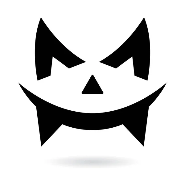 歯と目でハロウィンカボチャ不気味な顔ベクトルデザイン ゴースト装飾のモンスター 悪の漫画のキャラクター 白の背景に黒いホラー顔 — ストックベクタ