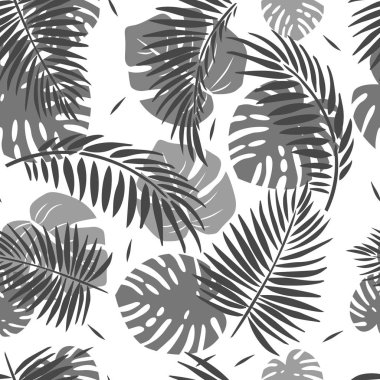 Vektör çizim tropikal palmiye yaprakları. Sorunsuz çiçek desenli arka plan.