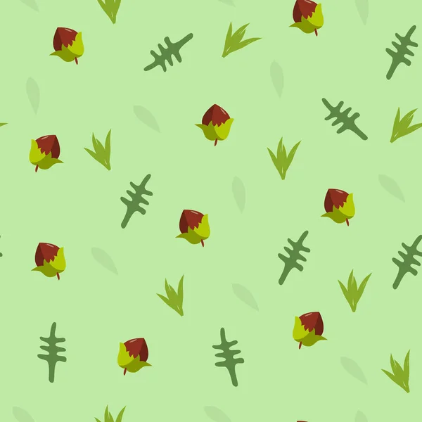 Patrón inconsútil de las plantas forestales. Ilustración vectorial . — Vector de stock