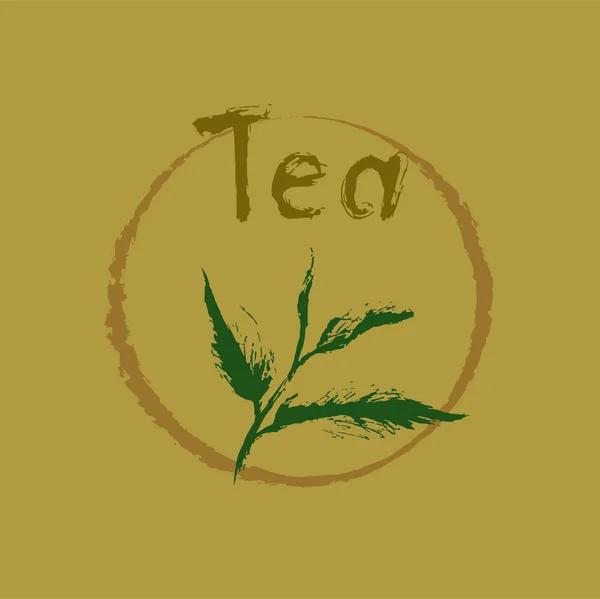 Foglia di tè disegnata a mano. Illustrazione vettoriale . — Vettoriale Stock