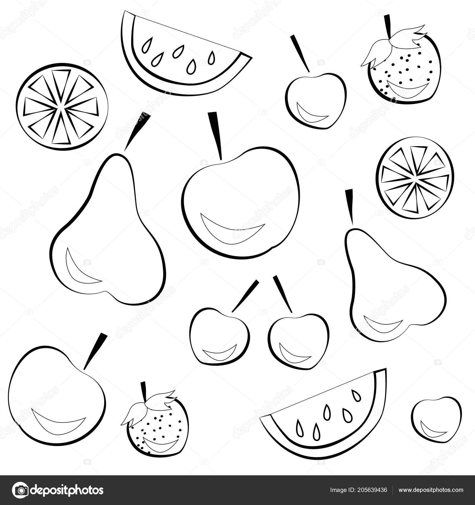 Desenho de Padrão de frutas para colorir