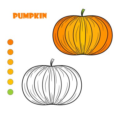 Kitap sayfa renkli kabak ve kroki için renk olan çocuklar için boyama. Vektör çizim