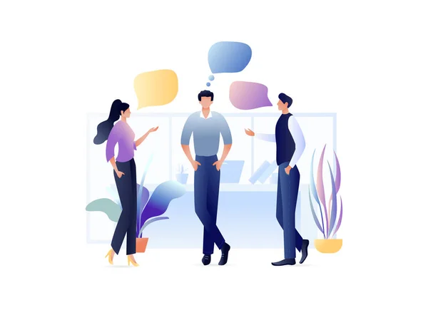 Vector Illustration of Group of People, Colleagues, Office Workers, Business. Teamwork concept. For web banner, website, flyer, card. — Stock Vector