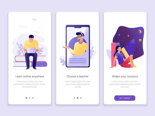 Online Onderwijs School Studeren Cursussen Doordat Schermen Gebruiker Interface Kit — Stockvector