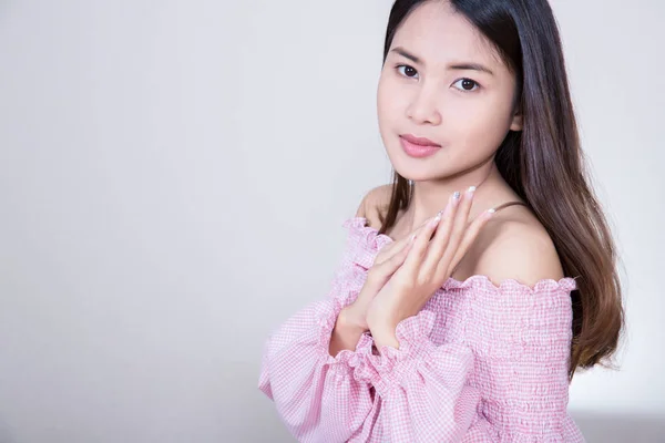 Belle Fille Asiatique Avec Une Peau Saine Concept Soins Peau — Photo