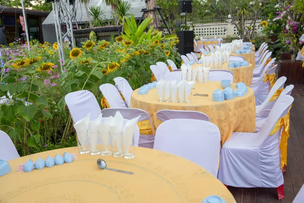 Conjunto Mesa Para Boda Otra Cena Evento Atendido Ajuste Mesa — Foto de Stock