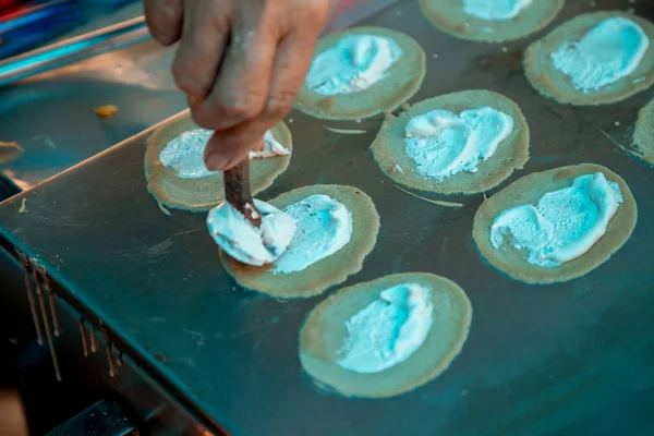 Cozinhar Panqueca Crocante Tailandesa Fresca Panqueca Crocante Tailandesa Doce Que — Fotografia de Stock