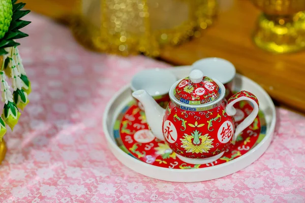 Чай Используемый Китайской Свадебной Чайной Церемонии Китайская Свадебная Чайная Церемония — стоковое фото