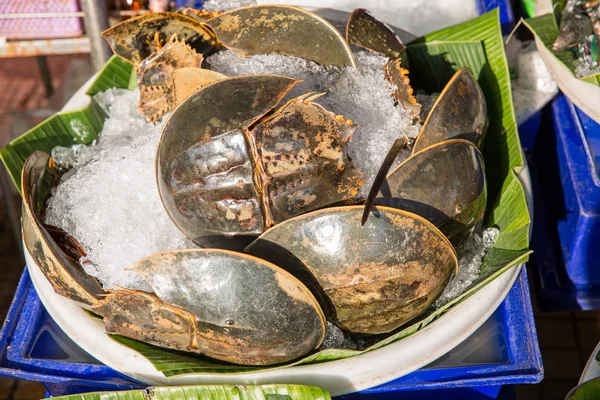 Muitos Chulos Frescos São Vendidos Mercado Frutos Mar Comida Tailandesa — Fotografia de Stock