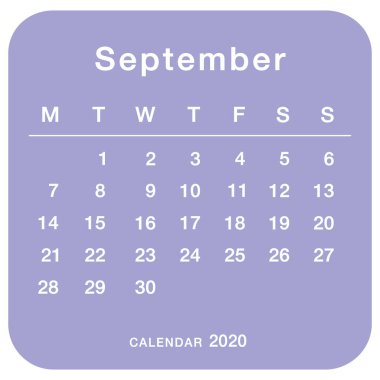 Eylül 2020 planlama takvimi . Basit Eylül 2020 takvimi. Hafta pazartesiden başlıyor. Eylül ayı takvim şablonu