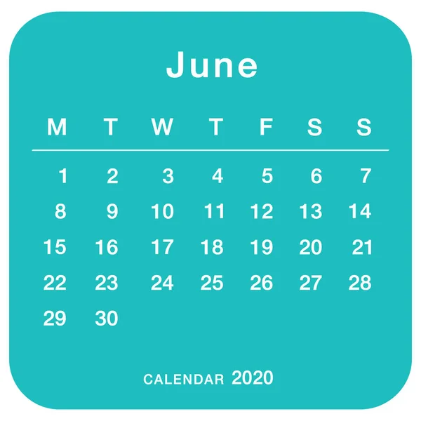 June 2020 Planning Calendar Simple June 2020 Calendar Week Starts — Stock Vector