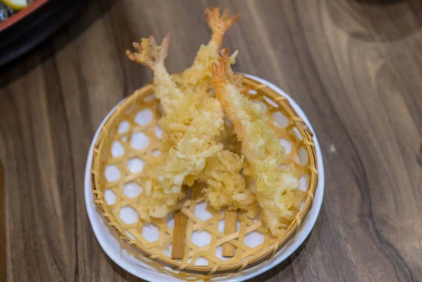 Camarones Fritos Tempura Salsa Dulce Para Mojar Comida Cultura Japonesa —  Fotos de Stock