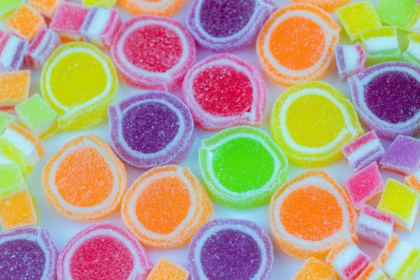 Kolorowe Cukierki Galaretki Soczyste Kolorowe Słodycze Galaretki Cukierki Gummy Multi — Zdjęcie stockowe