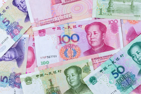 Stapel Van Veel Type China Bankbiljetten Yuan Valuta Munt Die — Stockfoto