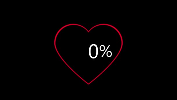 Зарядка Сердца Загрузка Бар Процентное Сердце Загрузка Бар Прогрессивное Сердце — стоковое видео