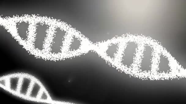 在蓝色背景上旋转Dna发光分子 遗传学概念 Dna分子结构 科学概念和色彩背景 — 图库视频影像