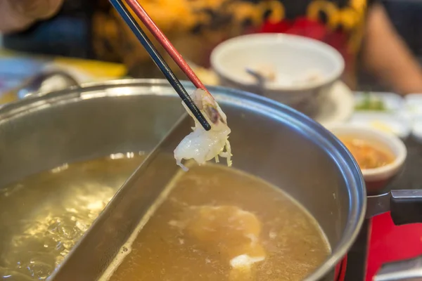 Carne Vegetal Pote Sukiyaki Ferveram Vapor Escolhem Comida Fervida São — Fotografia de Stock