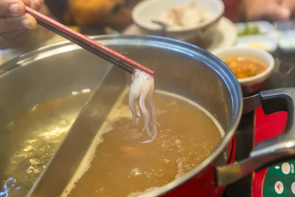 Vlees Groente Sukiyaki Pot Gekookt Stoom Kies Gekookt Voedsel Voor — Stockfoto
