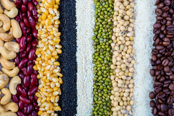 Granos Cereales Semillas Frijoles Sobre Fondo Madera Granos Enteros Frijoles — Foto de Stock