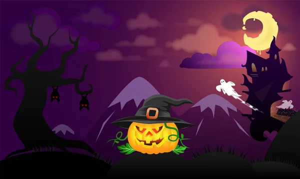 Illustration Vacances Halloween Avec Citrouille — Image vectorielle