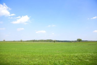 Kırsal kesimde geniş tarım arazileri görünümünü bahar.