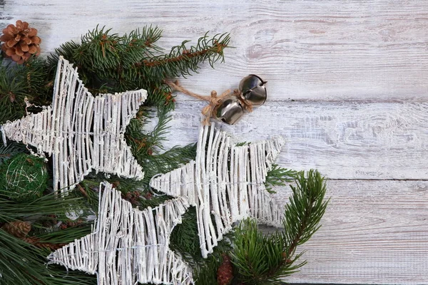 Weihnachtskomposition Auf Grauem Holzhintergrund — Stockfoto