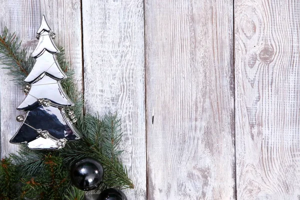 Weihnachtskomposition Auf Grauem Holzhintergrund — Stockfoto