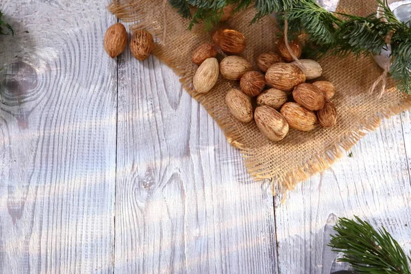 Kerst Samenstelling Grijze Houten Achtergrond — Stockfoto