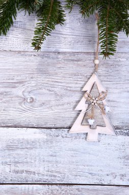 Gri ahşap arka plan üzerinde Noel vintage kompozisyon