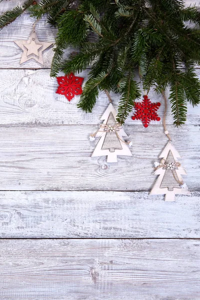 Weihnachtskomposition Auf Grauem Holzhintergrund — Stockfoto