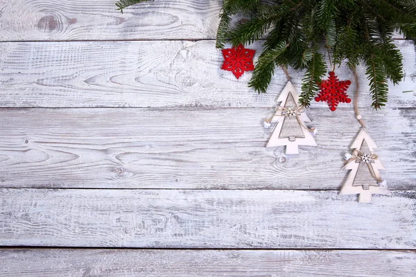Christmas Composition Grey Wooden Background — Stock Photo, Image