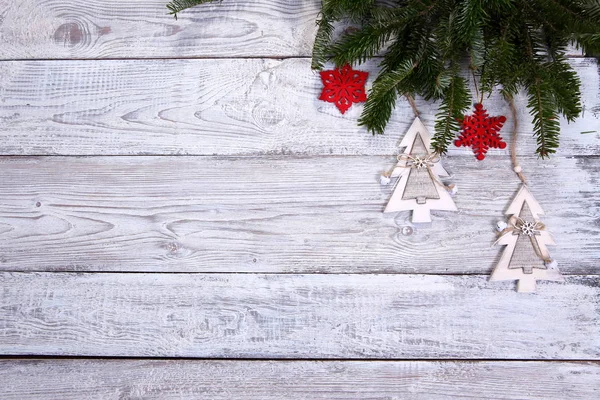 Weihnachtskomposition Auf Grauem Holzhintergrund — Stockfoto