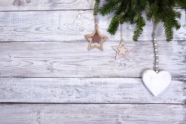 Weihnachtskomposition Auf Grauem Holzhintergrund — Stockfoto