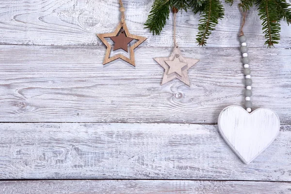 Weihnachtskomposition Auf Grauem Holzhintergrund — Stockfoto