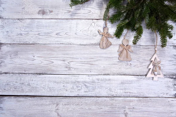 Skladba Vánočního Ročníku Šedé Dřevěné Pozadí — Stock fotografie