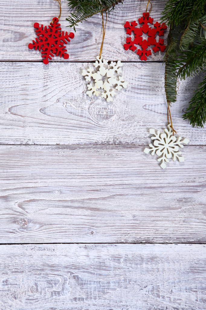 Christmas vintage composition on grey wooden background