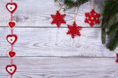 Gri ahşap arka plan üzerinde Noel vintage kompozisyon