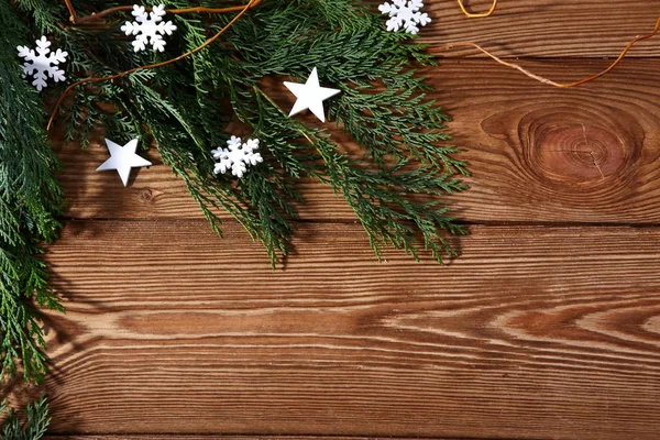 Weihnachten Vintage Komposition Auf Braunem Holzhintergrund — Stockfoto