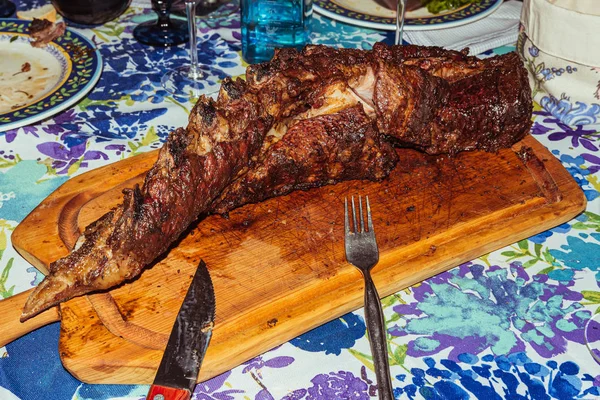 "Parrillada "churrasco argentino fazer em carvão vivo (sem chama), carne" asado ", pão", Chorizo " — Fotografia de Stock