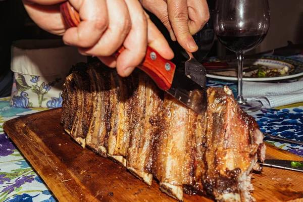 "Parrillada "churrasco argentino fazer em carvão vivo (sem chama), carne" asado ", pão", Chorizo " — Fotografia de Stock