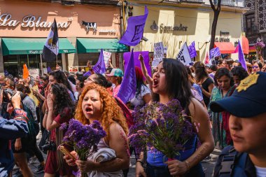 CDMX, Mexico City / Mexico - 17 Eylül 2017: 'Ni Una Menos' marşı, Ciudad de Mexico, Centro historico, Meksika.